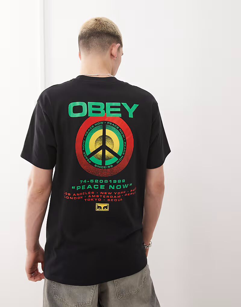 

Футболка Obey с принтом «Цель мира» на спине, черная