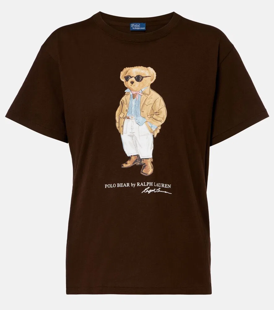 Хлопковая трикотажная футболка Polo Bear Polo Ralph Lauren, коричневый