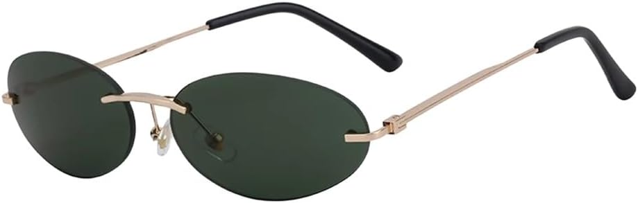

Солнцезащитные очки в маленькой овальной оправе без ободка для женщин и мужчин, винтажные круглые солнцезащитные очки, модная женская одежда Boundless Shades Eyewear UJNHGQ, C1goldgreen