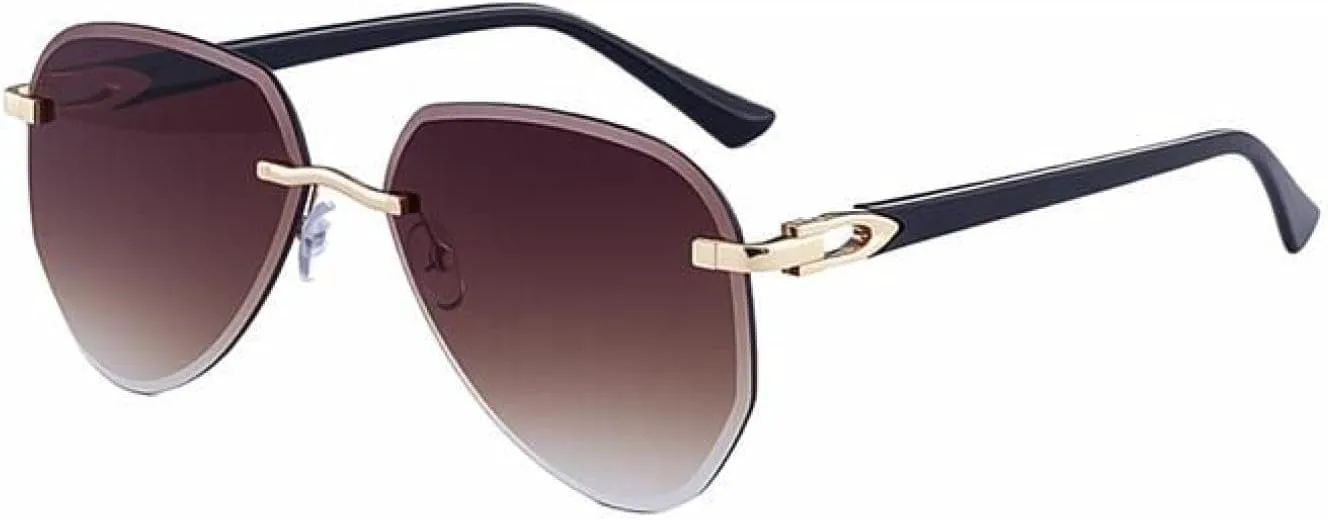 

Мужские солнцезащитные очки в стиле панк без оправы большого размера, роскошные, овальные, винтажные, с защитой от УФ-излучения UV400 TVTBBVV, C3gold3gradientbrown