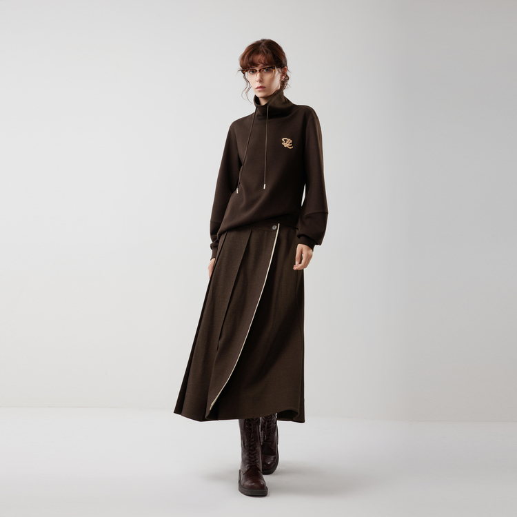 

Повседневная длинная юбка женская умеренной длины плиссированная ELLE, черный