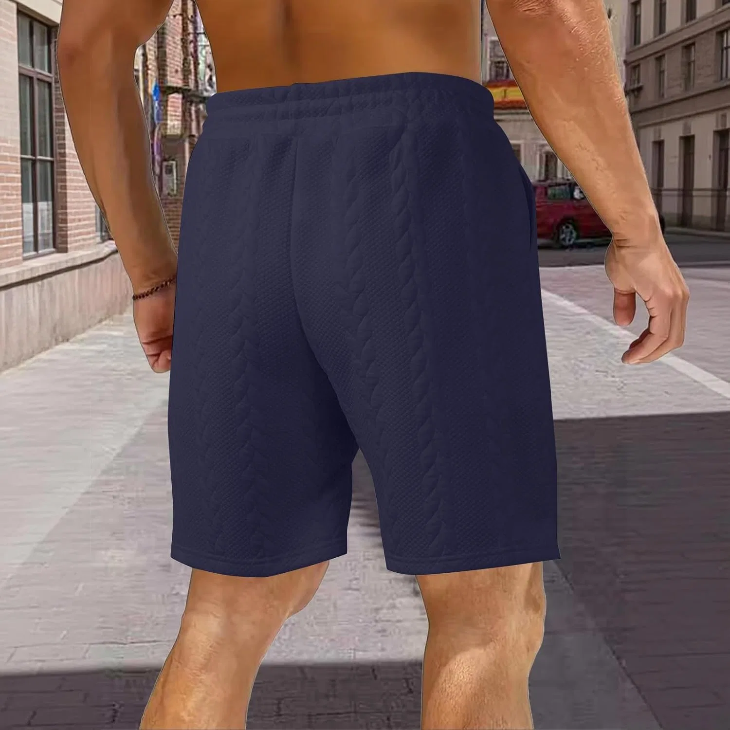 Мужские шорты Waffle Knit, C-navy — фото 2