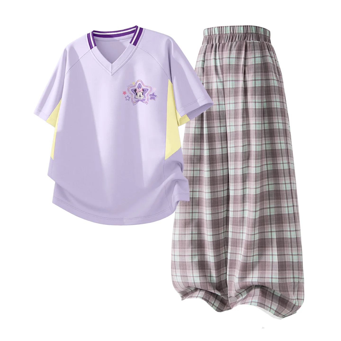Детская спортивная одежда с V-образным вырезом Disney, Daisy K Purple+Solid Pink