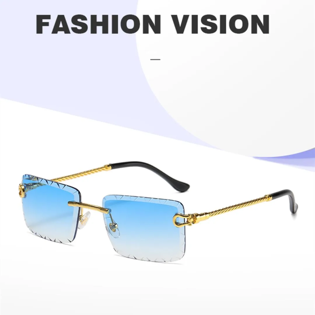 

Женские солнцезащитные очки без оправы с полыми линзами, металлическими витыми дужками, цветные, для улицы, защита от УФ-излучения UV400 TVTBBVV, Golden Brown