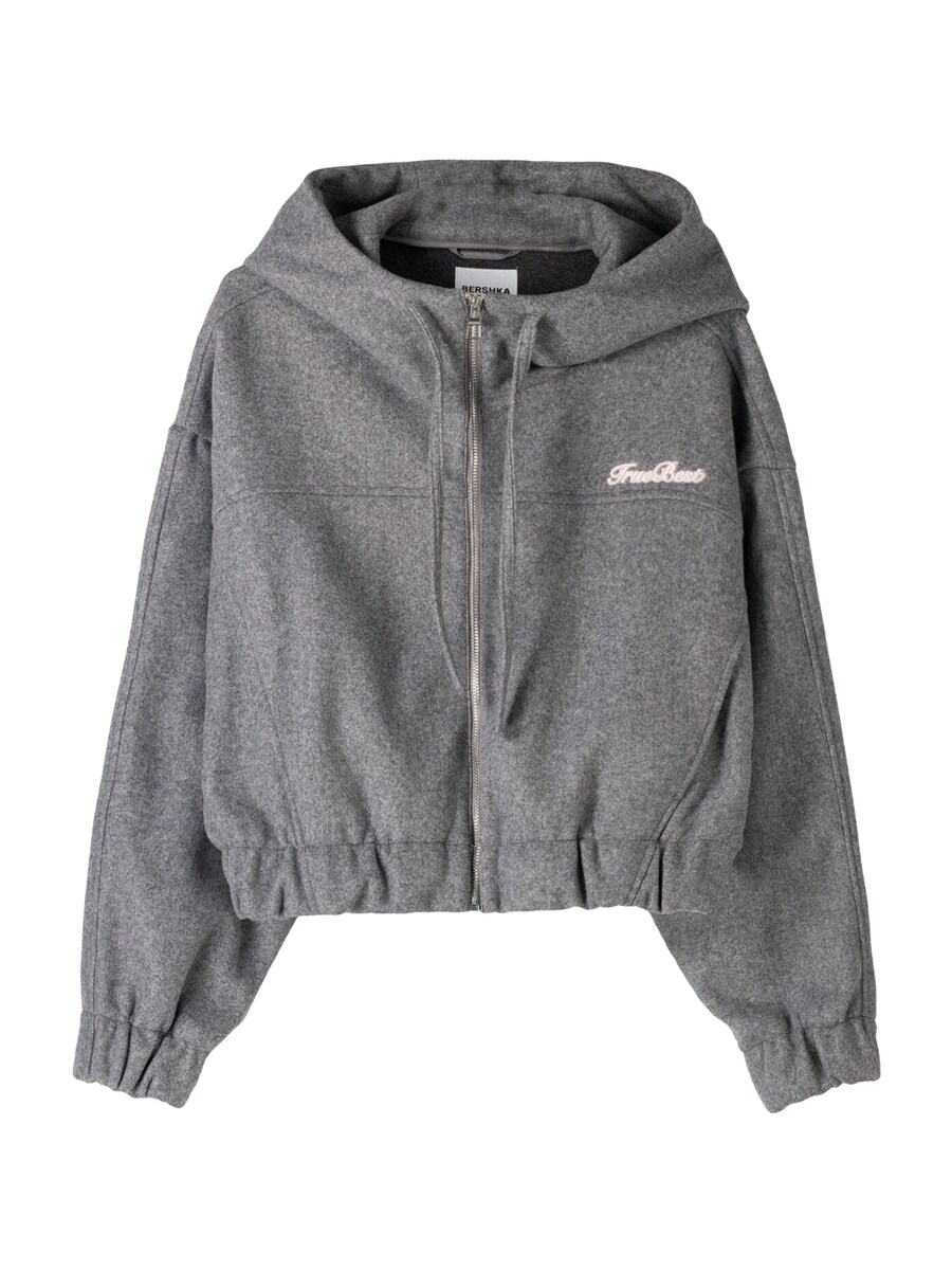 

Толстовка с капюшоном на молнии Bershka Zip-Up Hoodie, темно-серый