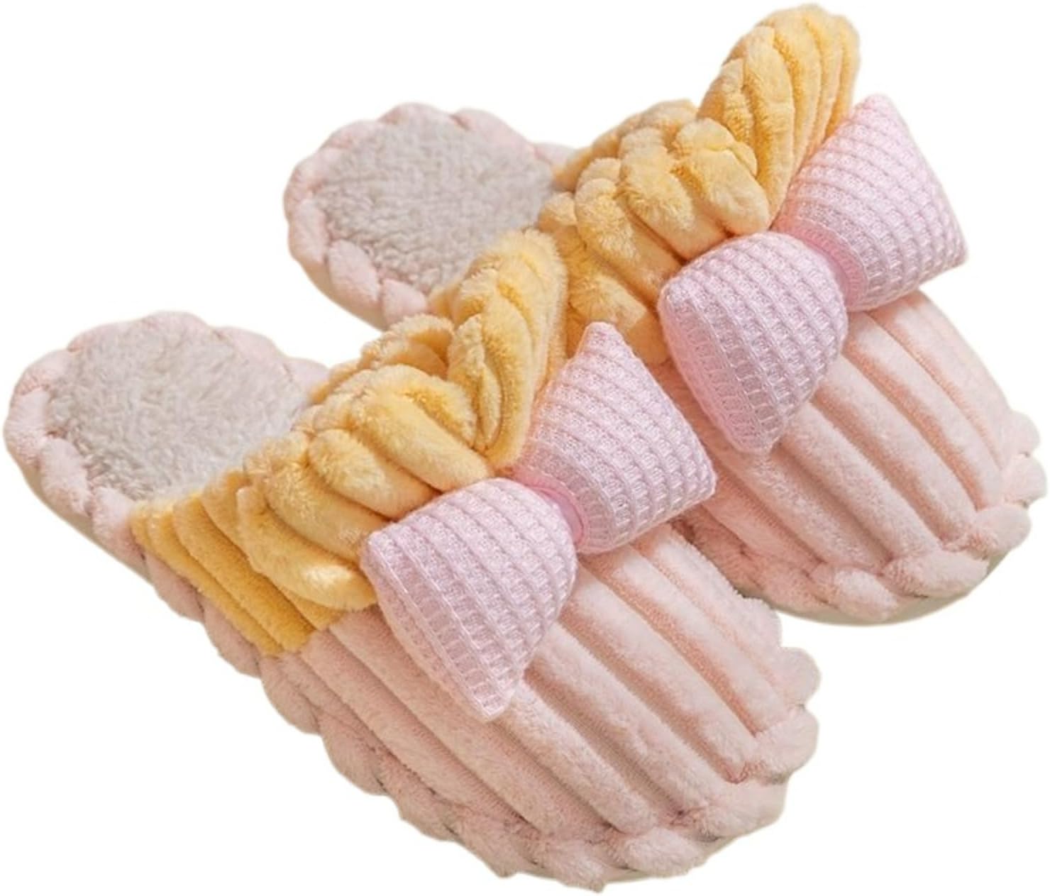 

Милые тапочки с бантом для женщин и мужчин, розовые, мягкие, пушистые, зимние, плюшевые, с нескользящей подошвой, теплые для дома и улицы Elirar