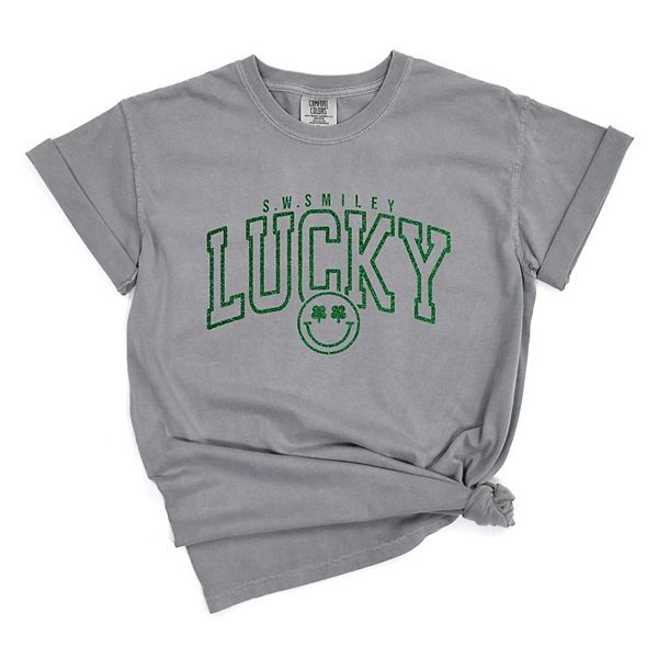 

SWSmiley lucky varsity glitter - футболка с принтом для женщин Simply Sage Market, Grey, Серый, SWSmiley lucky varsity glitter - футболка с принтом для женщин Simply Sage Market, Grey