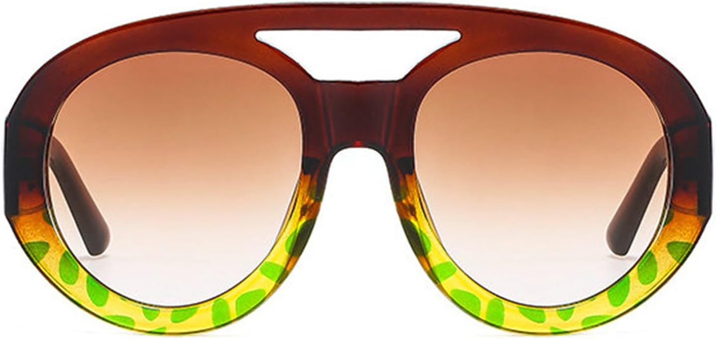 

Винтажные солнцезащитные очки Willochra с двойным дужком, круглые, увеличенного размера, для женщин, модные, для вечеринок, градиентные, сексуальные женские очки F25, Brown