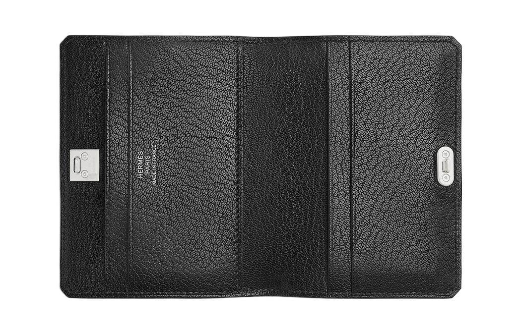 Chamkila Goat Skin Card Holder Women's 89 Noir Black HERMES, B Stamp — фото 2