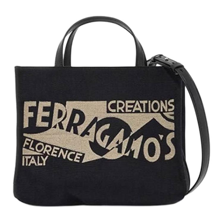

Ferragamo Джинсовая портативная сумка через плечо женская черная