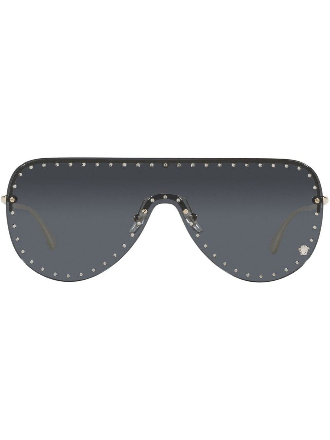 

Versace Eyewear солнцезащитные очки-маска с заклепками, золотистый