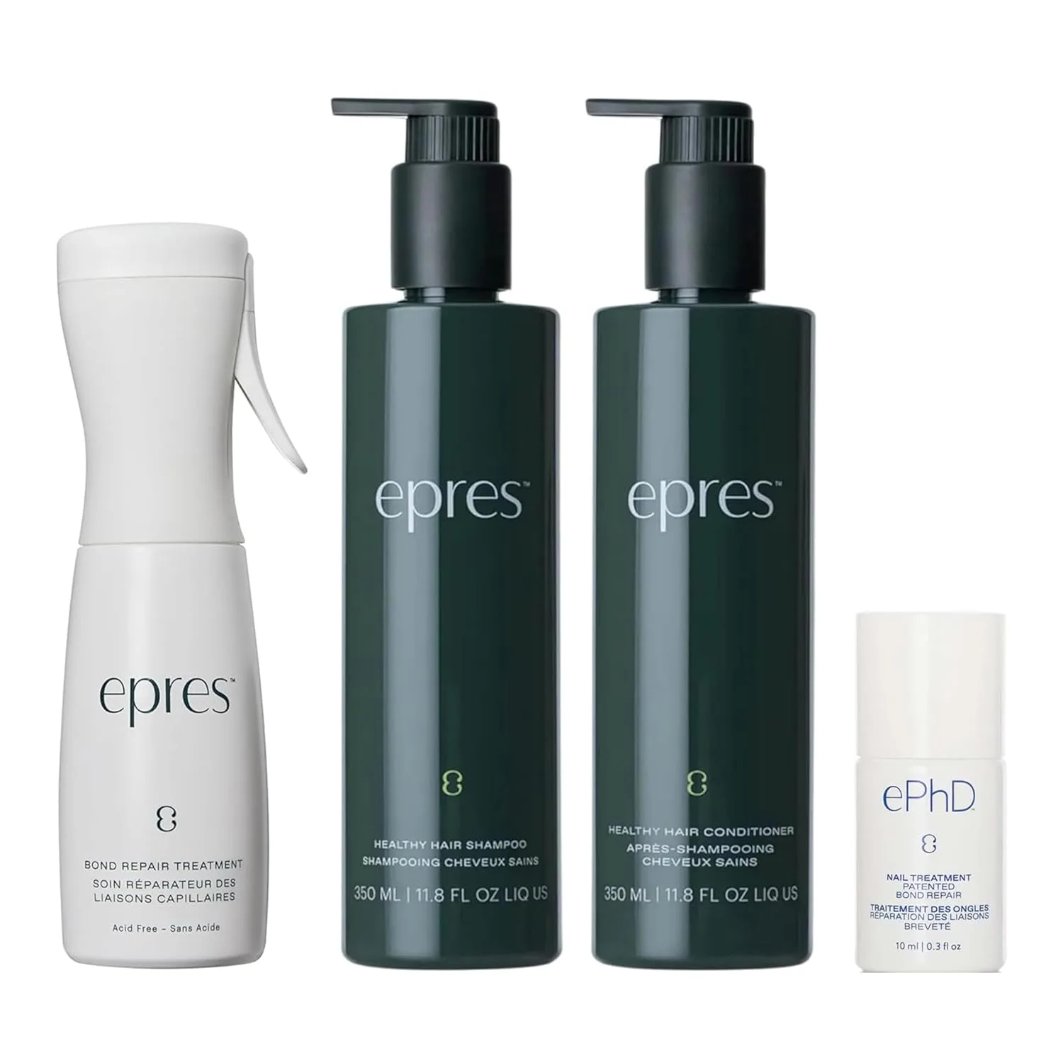 epres Healthy Hair 3-Step System Starter Kit: восстанавливающая сыворотка, шампунь и кондиционер + ePhD Bond Repair Nail Treatment для укрепления ногтей