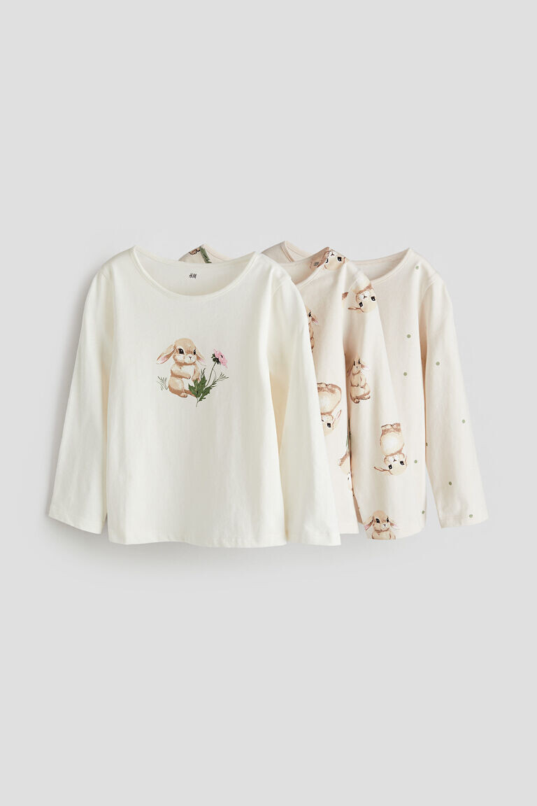 

Комплект из трех трикотажных топов с длинными рукавами H&M, белый