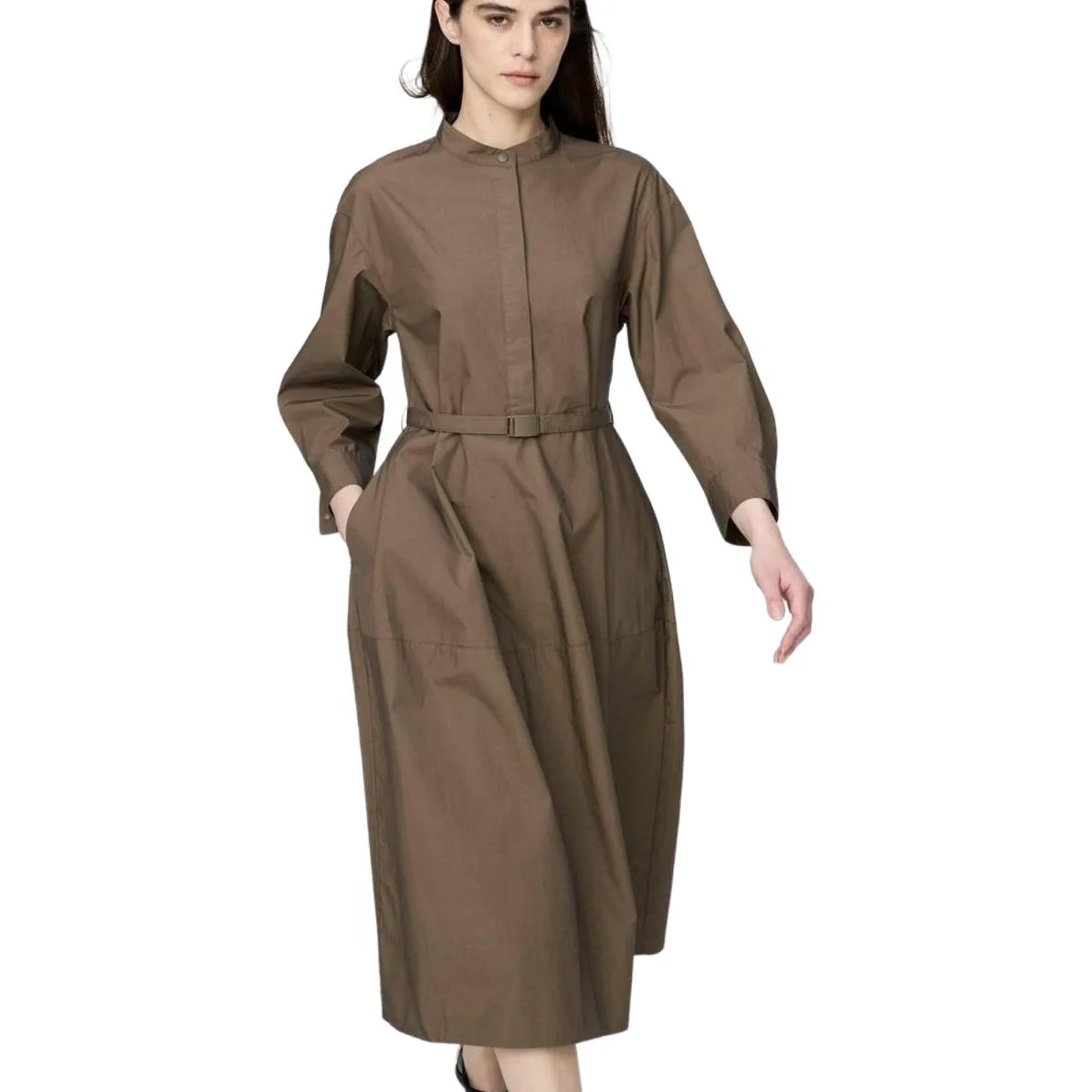 

Платье с длинными рукавами Clare Waight Keller C Collection SS26 UNIQLO, коричневый