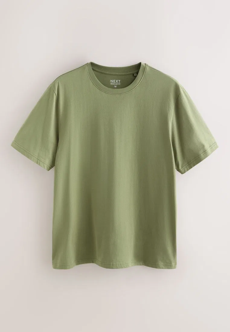 Футболка с круглым вырезом, хлопок, Regular Fit Next, зеленый — фото 4