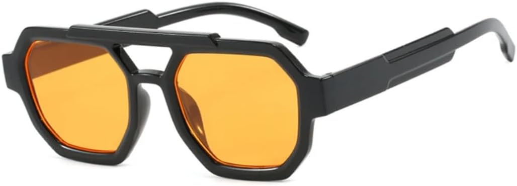

Солнцезащитные очки для мужчин и женщин - защита от УФ-излучения UV400 - панк, толстая оправа, оранжевые, для занятий спортом на открытом воздухе и вождения DSVIGF, Black-orange