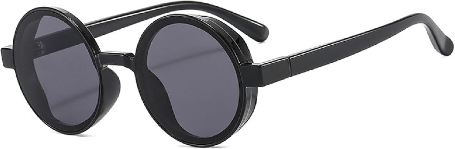 

Популярные модные круглые солнцезащитные очки для женщин в стиле ретро-панк, трендовые желто-оранжевые солнцезащитные очки для мужчин, очки с защитой от УФ-излучения UV400 VVTWSSW, Black Grey