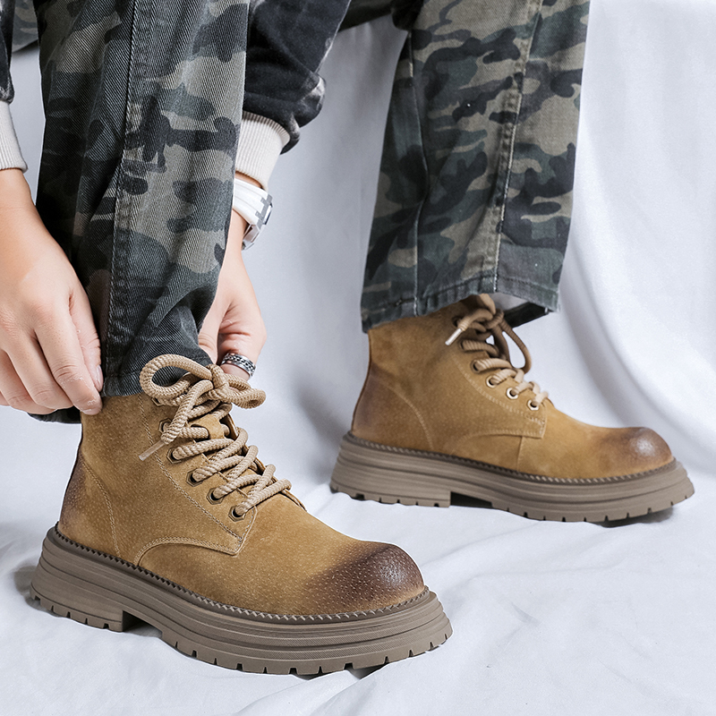 Dunnu Мужские ботинки Martin желто-хаки без подкладки, цвет Khaki, Unlined — фото 3