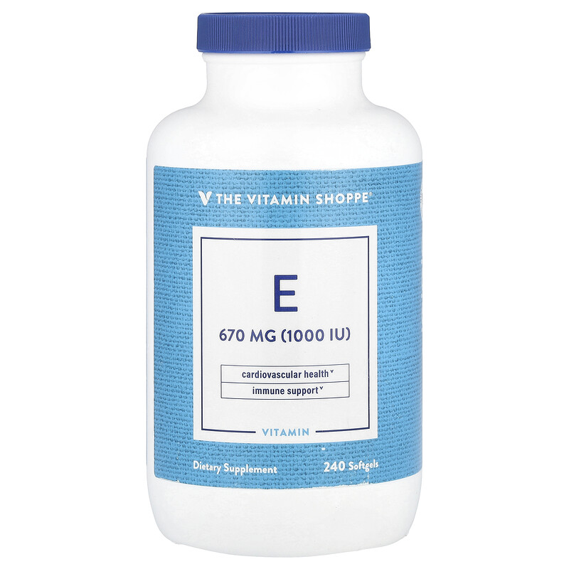 

The Vitamin Shoppe, Витамин E, 670 мг (1000 МЕ), 240 мягких таблеток