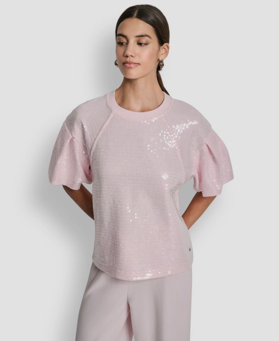

Миниатюрная толстовка с пышными рукавами и пайетками DKNY Jeans, Pink Moon, Розовый, Миниатюрная толстовка с пышными рукавами и пайетками DKNY Jeans, Pink Moon
