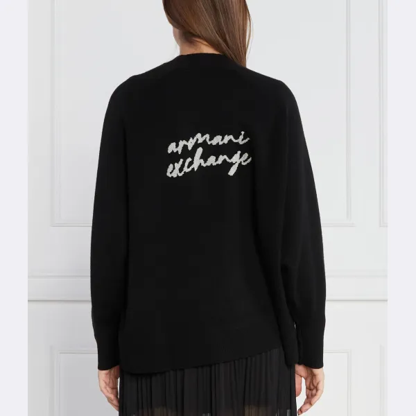 Кардиган классического кроя с добавлением шерсти Armani Exchange, черный — фото 3