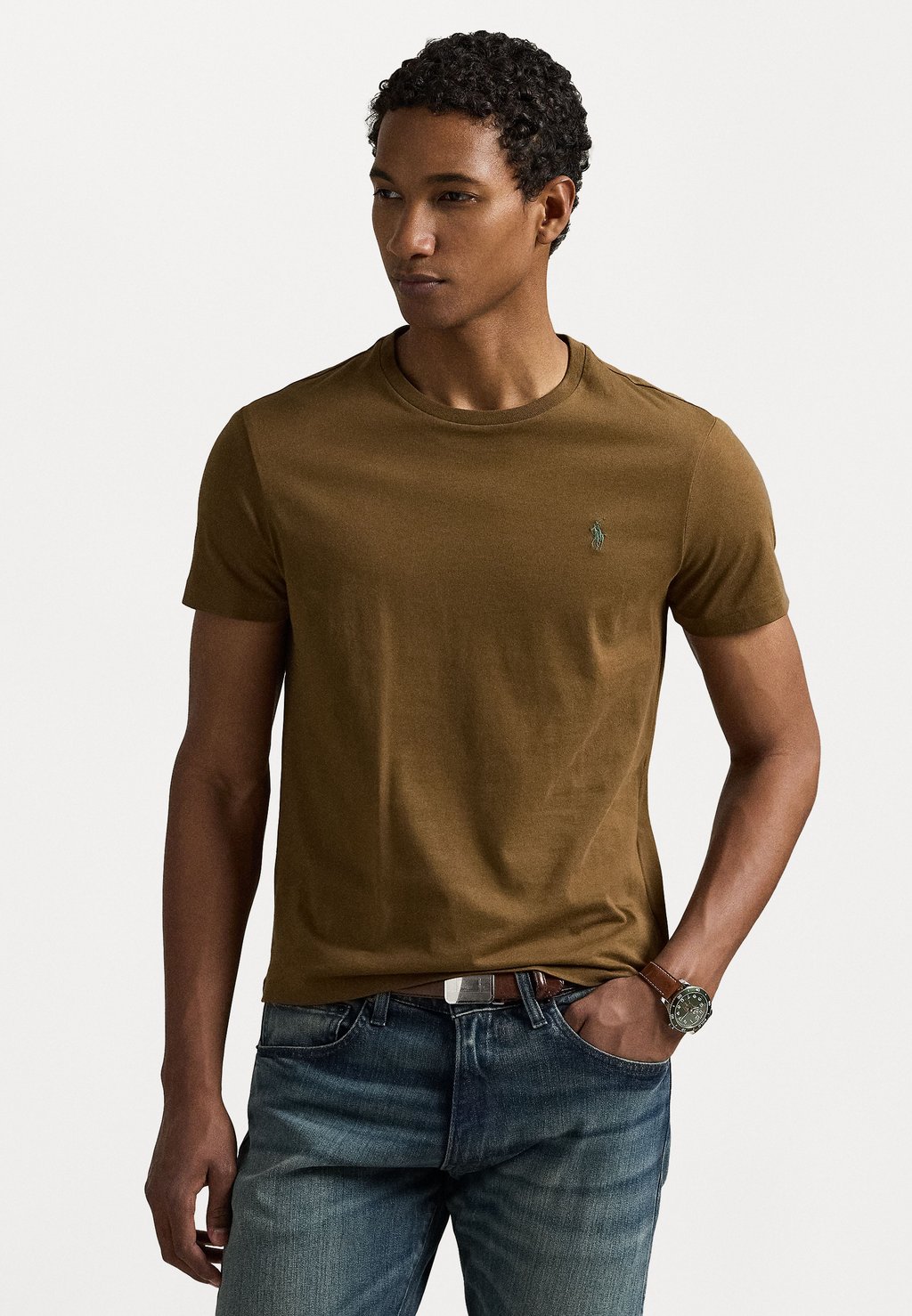 

Базовая футболка CUSTOM SLIM FIT JERSEY CREWNECK T-SHIRT Polo Ralph Lauren, синий