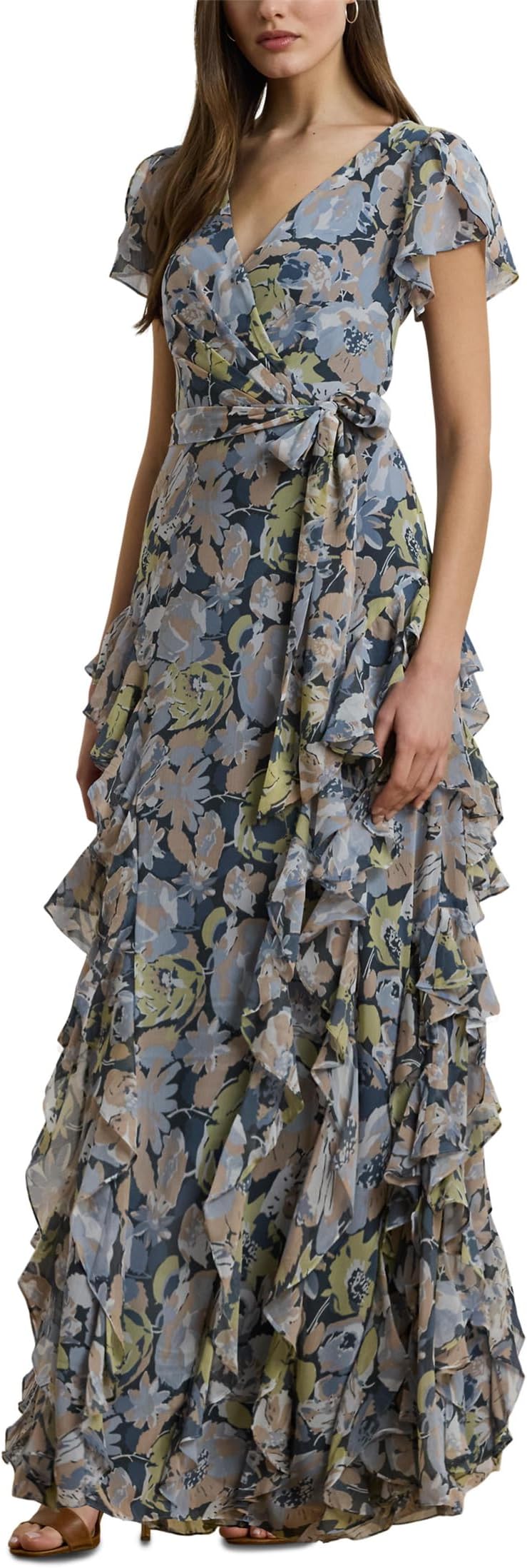 

Платье Lauren Ralph Lauren Kimbinell-Short Sleeve-Gown, Blue Multi