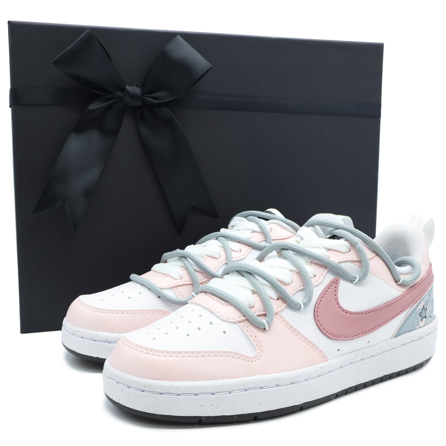 

Кроссовки Nike Court Borough Skateboarding Shoes Women's Low-top Pink, Gray, White, розовый