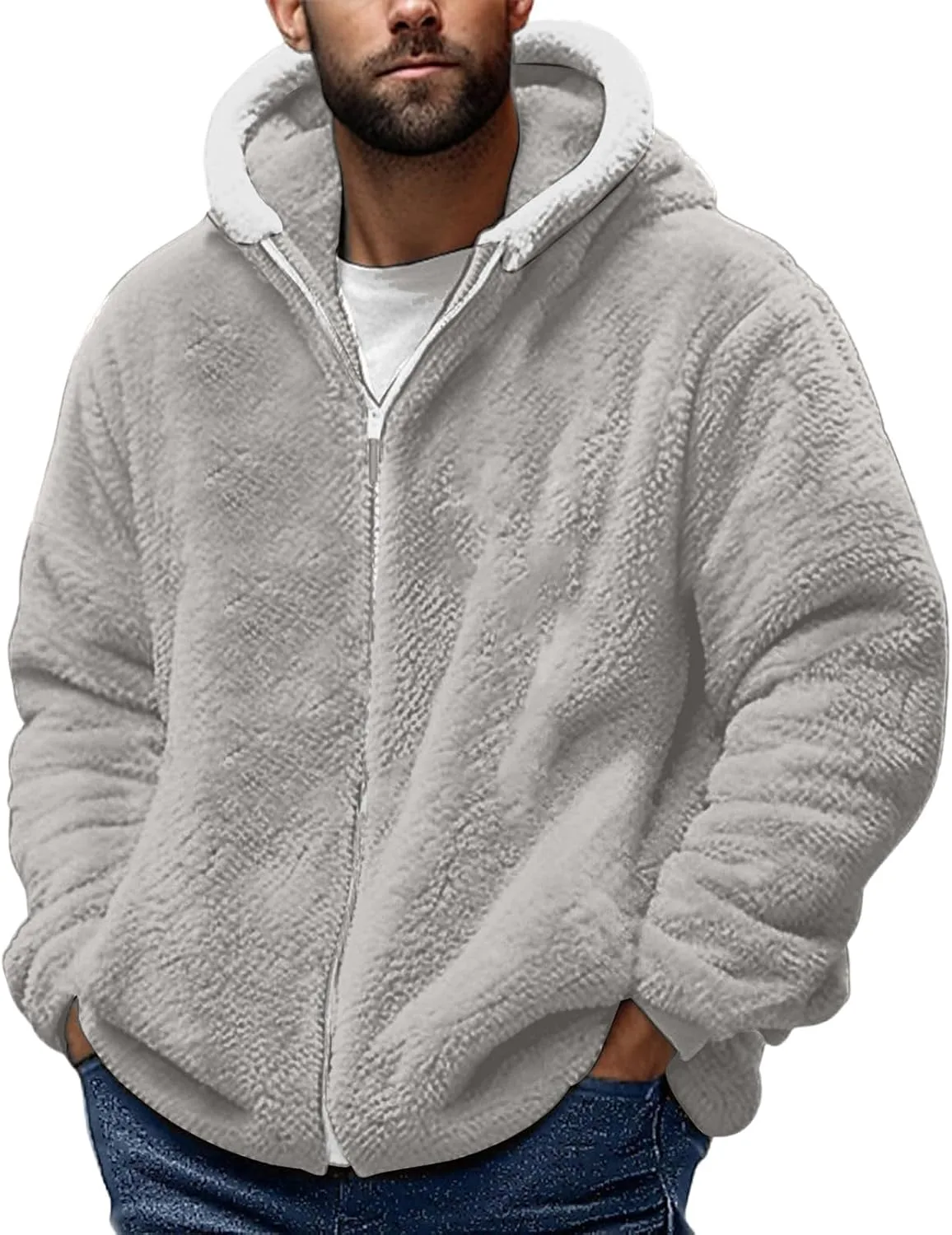 

Мужская пушистая куртка с капюшоном на молнии, теплая, для осени и зимы Guyuati