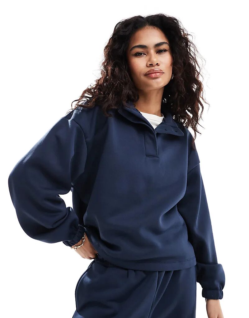 

Толстовка свободного кроя ASOS DESIGN хенли темно-синего цвета — часть комплекта