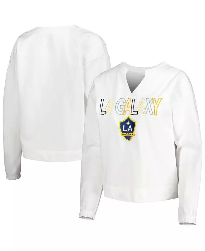 

Женская белая футболка с длинным рукавом LA Galaxy Sunray Notch Neck Concepts Sport