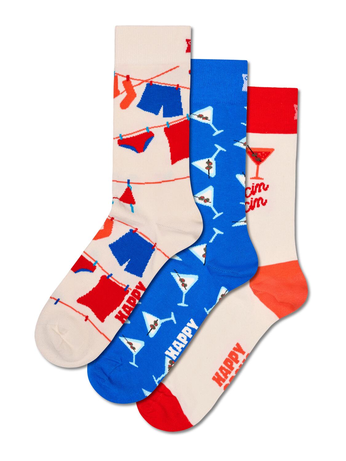 

Happy Socks Носки 'Cin Cin' в королевском синем, Wool White