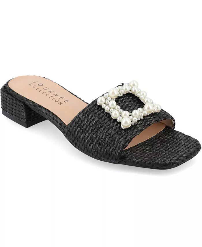 Женские босоножки Justina из рафии с орнаментом Journee Collection, черный