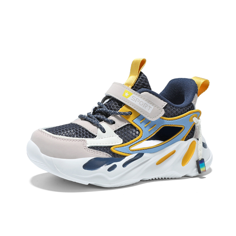 

Кроссовки для бега для детей, увеличивающие рост, с мягкой амортизацией, износостойкие, дышащие KUPE, бежевый/желтый