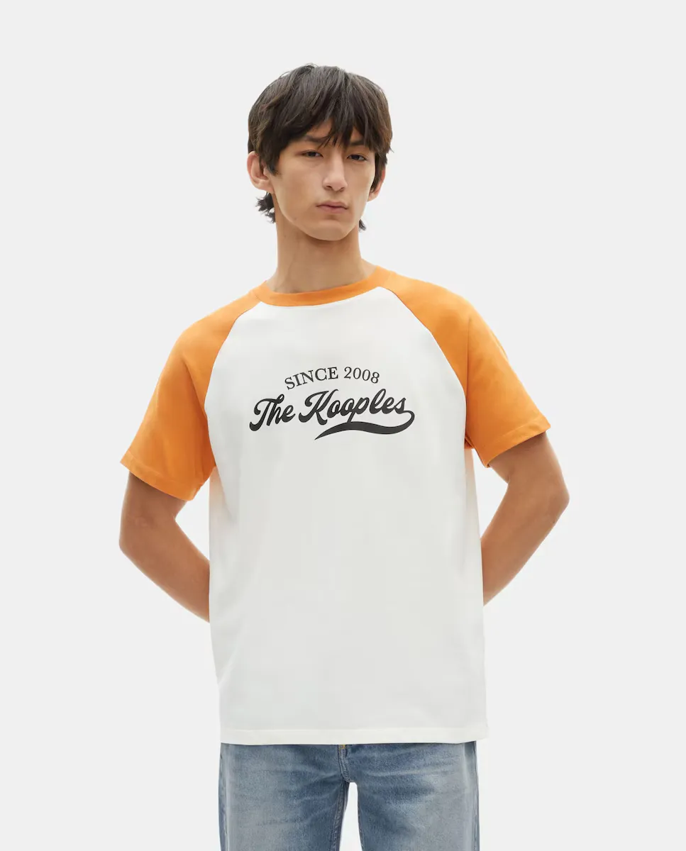 

Мужская футболка с коротким рукавом и трафаретной печатью спереди The Kooples, бежевый