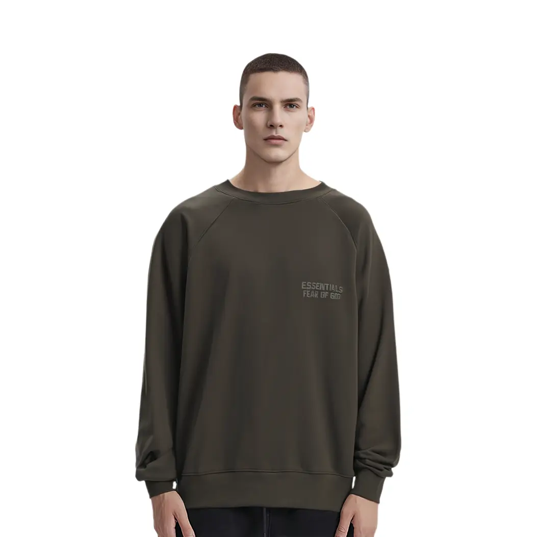 Футболка с круглым вырезом Fear Of God Essentials, серо-черная — фото 4