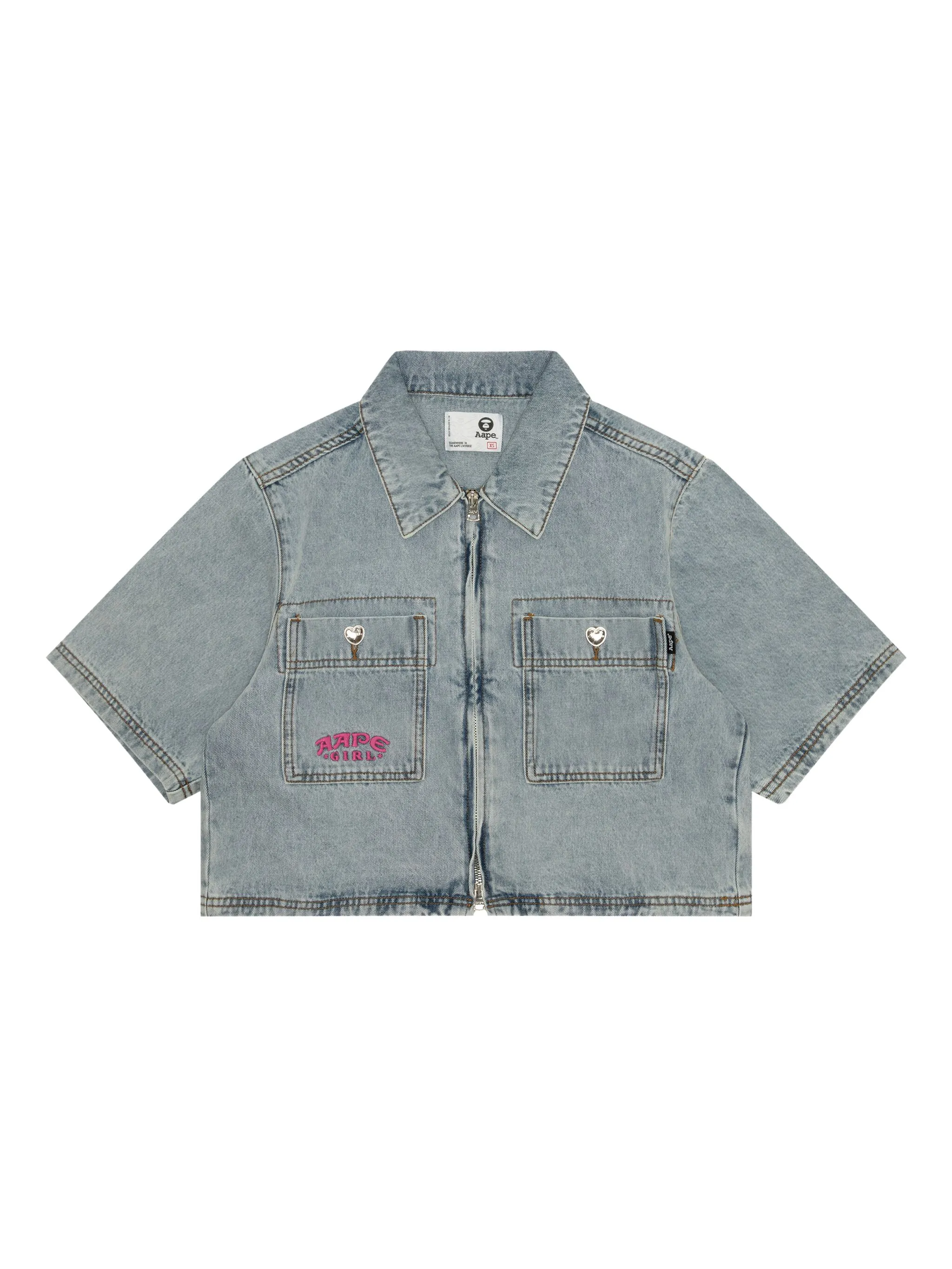 

Укороченная рубашка на молнии Aape By A Bathing Ape, синий