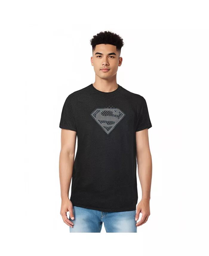 

Мужская футболка/футболка с шахматным узором для взрослых, цвет Heather Superman, черный