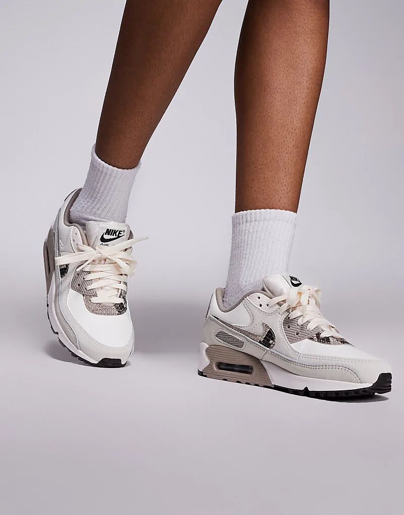 Кроссовки Nike Air Max 90 Snakeskin белого и коричневого цветов
