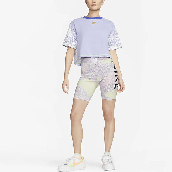 Шорты x serena williams design crew high-waisted printed biker shorts (asia sizing) 'purple yellow' Nike, мультиколор — фото 3