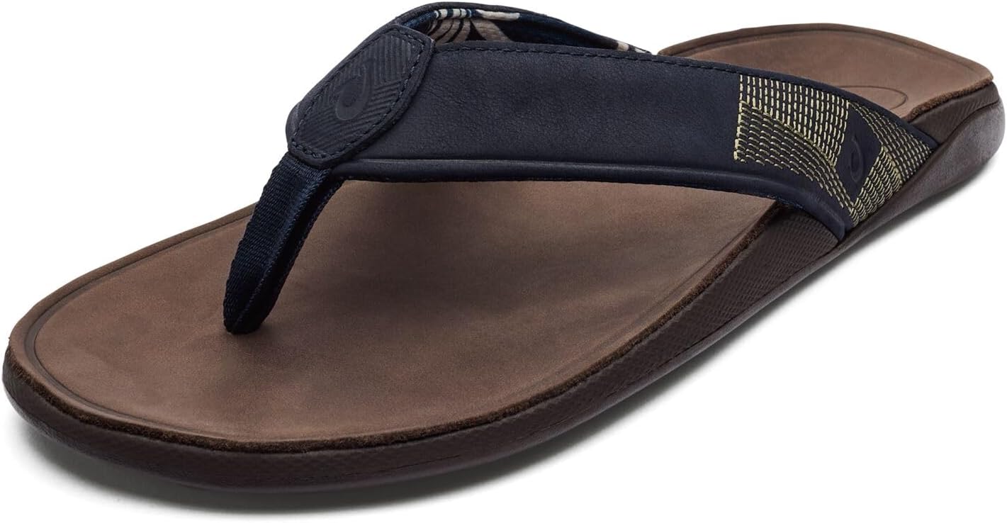 

Мужские водонепроницаемые кожаные сандалии OLUKAI Tuahine, пляжные шлепанцы, поддержка свода стопы и комфортная посадка, легкие и прочные, улучшенное сцепление и устойчивость, синий