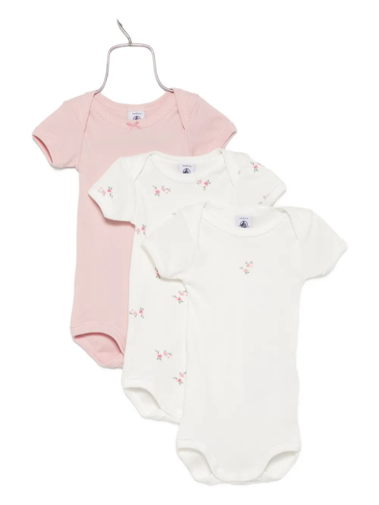 

Боди с принтом роз (упаковка из трех штук) Petit Bateau, белый