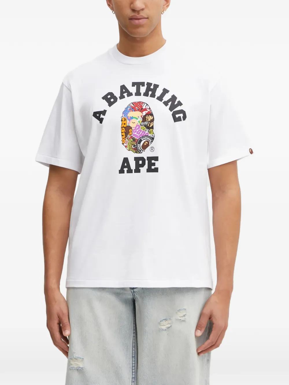 

Футболка с принтом multi logo college A BATHING APE, белый