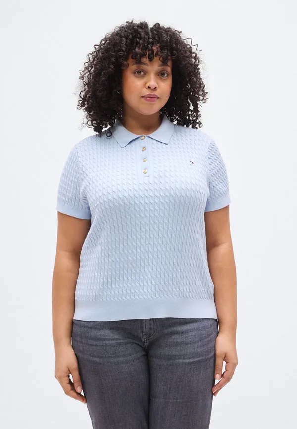 Рубашка-Поло cable Tommy Hilfiger Curve, Breezy Blue