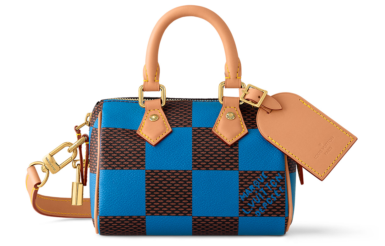 

LOUIS VUITTON Нано Спиди с наплечным ремнем Дамие Поп Блю