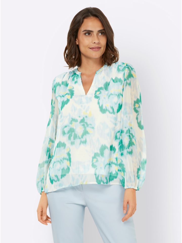 

Блузка с принтом в светло-голубом и экрю цветах Heine