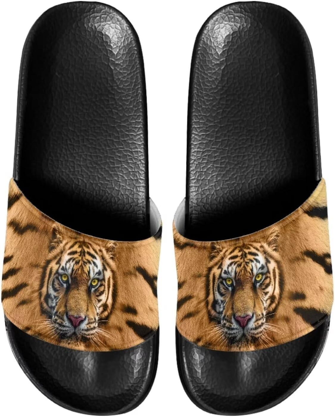 

Мужские шлепанцы для душа Kathyboom, пляжные летние сандалии, открытый носок, нескользящие, на плоской подошве, домашние тапочки, Tiger