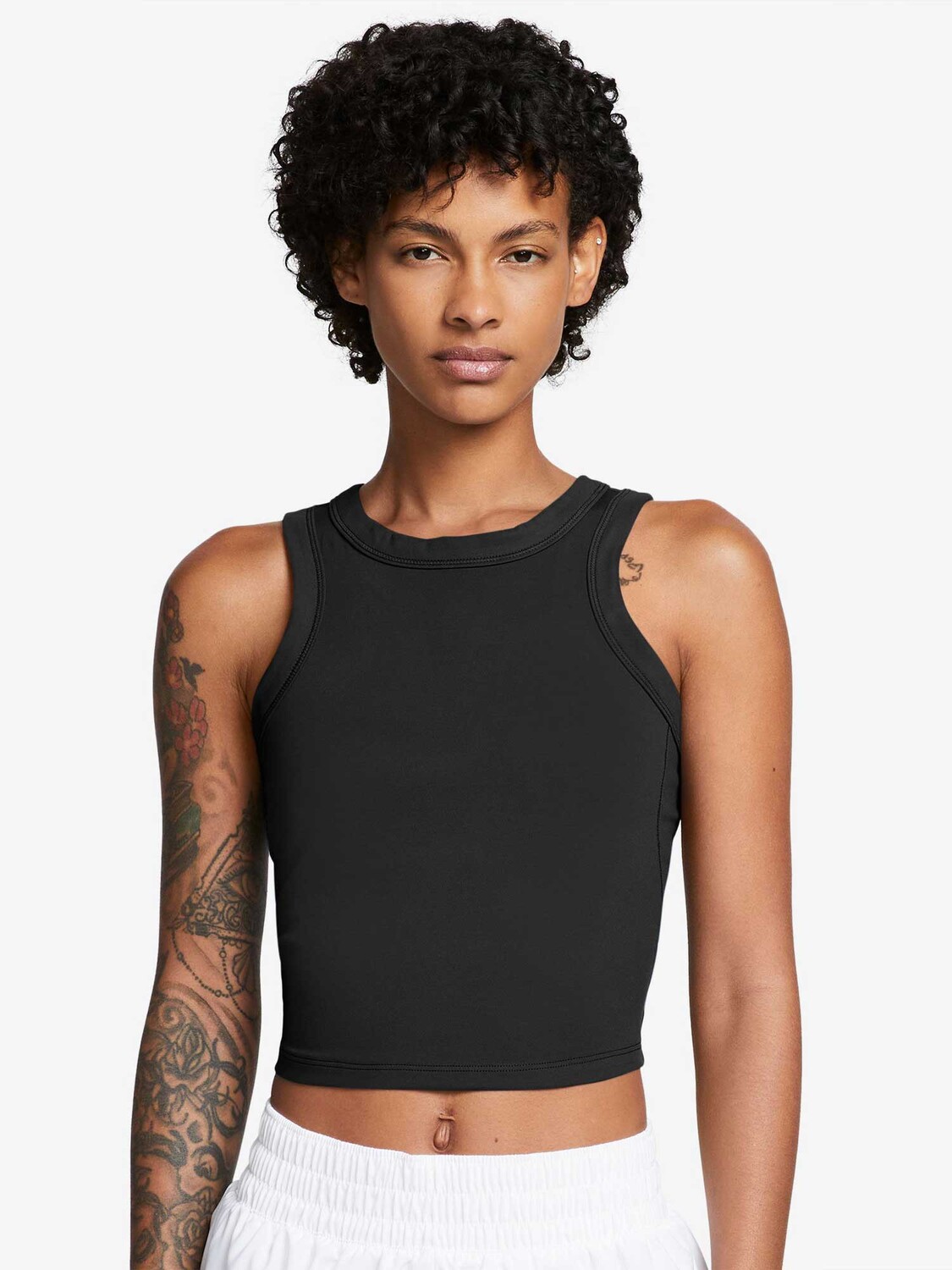 

Майка Nike W NK ONE FITTED DF CROP TANK, черный