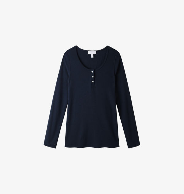 

Топ из модала-стрейч с круглым вырезом хенли The White Company, синий