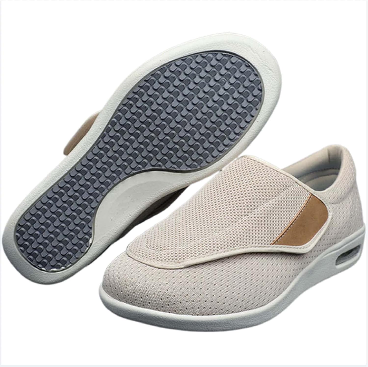 

Мужские кроссовки широкого размера с регулируемой застежкой, легкие, дышащие, для отечных ног, отеков при ходьбе, размер 13.5 Generic, бежевый